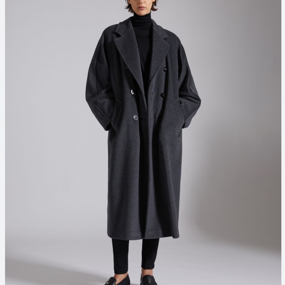 MaxMara Madame Charcoal Double-Breasted Coat